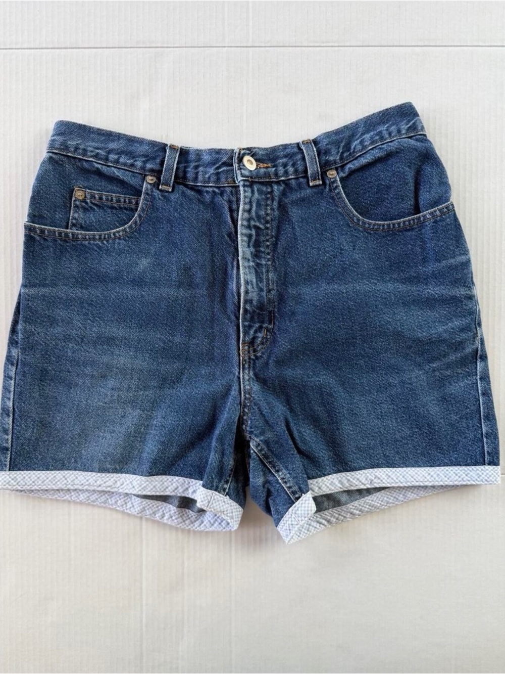Vintage 90s London Jean High Waisted Cuffed Denim Shorts